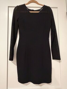 Guess Black Long-Sleeve Lace-Detail Sheath Dress